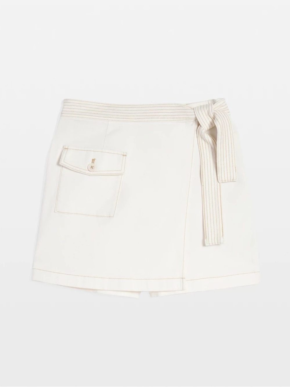 White House Black Market Cream Wrap Skort with Belt